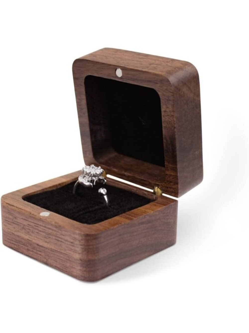 WisePoint Personalized Wooden Ring Box Square Wedding Ring Box for Ring Mini